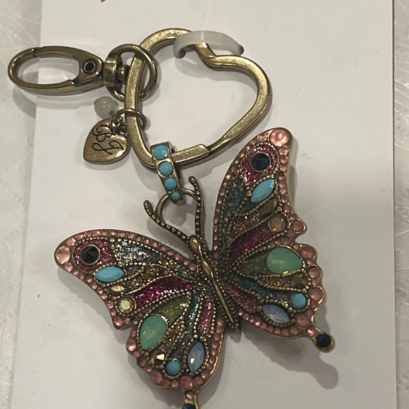 Betsey Johnson Butterfly Bag Charm Crystal Accents NWT Burnished Gold Tone Boho - Picture 4 of 8